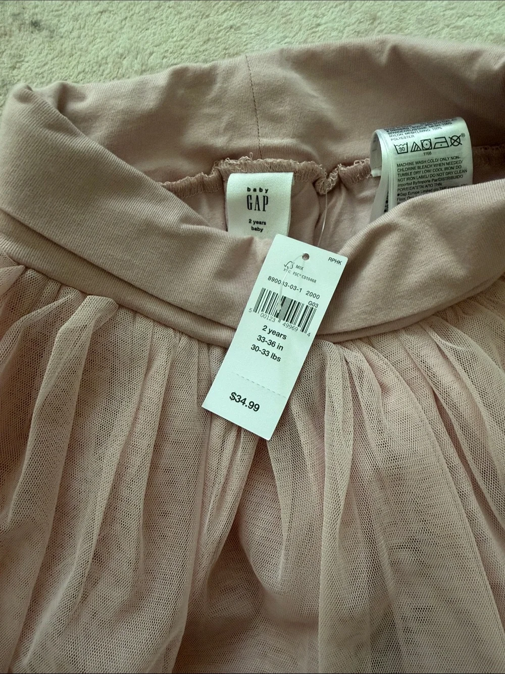 GAP Girls' Tulle Skirted Leggings — Pink & Cream